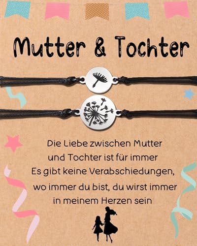 Tochter Geschenke von Mama Armbänder set mit Geschenkkarten Geschenk für Tochter Geburtstag Weihnachten Muttertag (2 Stk-Löwenzahn) von ENSTAB