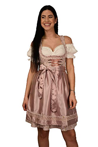 ENTARI Dirndl Set Trachtenkleid 3tlg. Damen Midi Dirndl Golden Trachten (36, 522Lila) von ENTARI