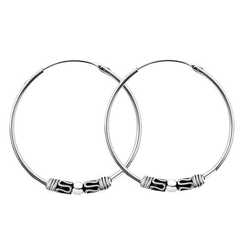 ENTREPLATA Ohrringe Bali Creolen 925 Sterling Silber Unisex für Herren Damen Mädchen Junge Ethnische Ohrringe Tribal Modell 7 Bali 16 mm. von ENTREPLATA
