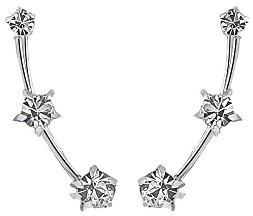 ENTREPLATA Trepadores Ear Climber Ohrringe aus 925er-Sterlingsilber, 3 funkelnde Zirkonia-Steine., Sterling Silber von ENTREPLATA