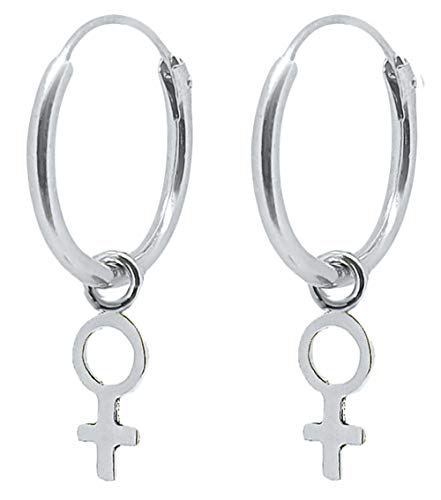 ENTREPLATA Ohrringe Creolen aus 925er Sterlingsilber für Damen und Mädchen Creolen-Ohrringe mit Anhänger in Form eines femininen Symbol Feminist von ENTREPLATA