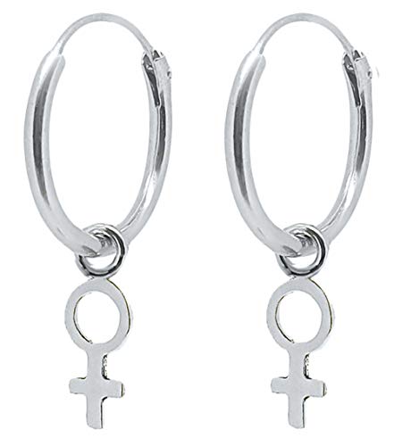 ENTREPLATA Creolen Silber 925 mit Venus-Symbol – Handgefertigte Ohrstecker für selbstbewusste Frauen – Paar 12 mm Ohrringe im Criolla-Stil mit femininer Botschaft von ENTREPLATA