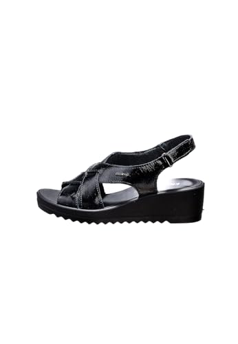 ENVAL SOFT Sandalen 5781100 Klettverschluss Fußbett aus Leder und Unterseite aus Gummi. Absatzhöhe 5 cm, Schwarz , 36 EU von ENVAL SOFT