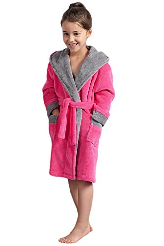 envie Kinderbademantel Morgenmantel mit Kapuze zweifarbig, Pink-grau, 110/116 von Envie