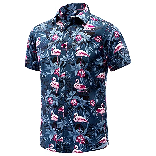 EVNMENST Hawaii-Hemd für Herren Kurzarm Strand Gedruckt Sommer Button Down Aloha Shirt - Blau - X-Large von ENVMENST