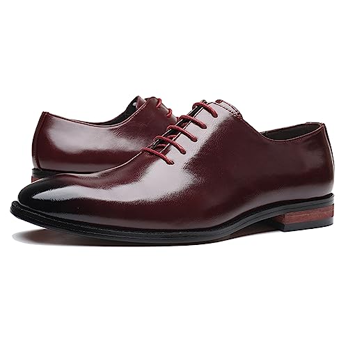 ENWIND Abend Oxford Schuhe für Herren Klassische Schnürer Business Schuhe Low-Top Kleid Schuhe für die Hochzeit,Rot,42 EU von ENWIND