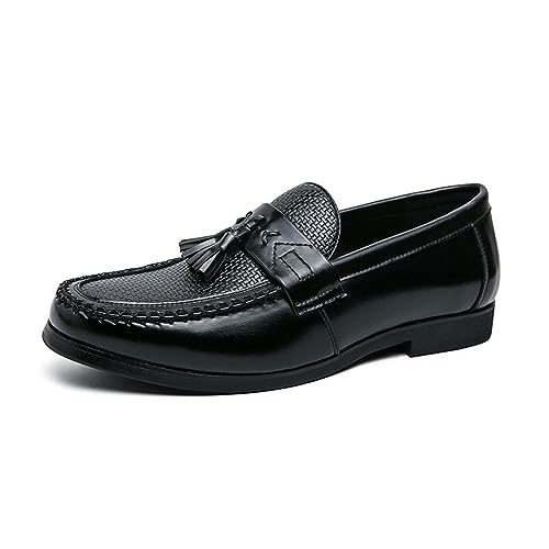 ENWIND Anzugschuhe Herren Schwarz Kunstleder Klassischer Business Schuhe Schlüpfen Auf Hochzeit Schuhe Mokassins,Schwarz,41 EU von ENWIND