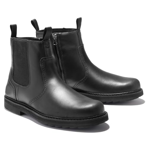 ENWIND Herren High-Top Leder Chelsea Stiefel mit Seitenreißverschluss Wasserdichte Kunstleder Business Kleid Ankle Booties,Schwarz,48 EU von ENWIND