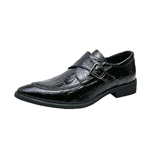 ENWIND Herren Monk Schuhe mit Schnalle Leder Derby Schuhe Hochzeit Business Schuhe Angezogen,Schwarz,40 EU von ENWIND