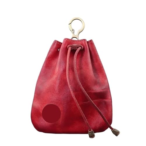 Echtes Leder Geldbörse Männer Frauen kleine Mini Brieftasche Geldbörsen Geldbörse Schlüssel Halter Beutel Damen & Herren(Red) von ENWWCH