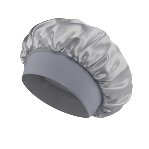Seidenhaube Weiche Seide Satin Gefüttert Motorhaube Satin Haar Motorhaube Haushalt Schlaf Dusche Kappe Haar Wrap Abdeckung for Langes Haar Salon werkzeug Für Die Haarpflege(Grey) von ENWWCH