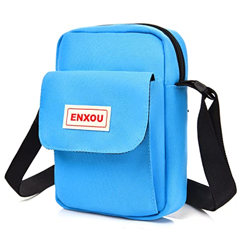 ENXOU Wasserdichte Schultertasche Umhängetasche Seitentasche Umhängetasche mit mehreren Taschen zum Arbeiten Einkaufen Schule Angeln Camping Wandern für Herren Damen (Blau) von ENXOU