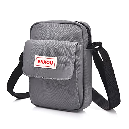 ENXOU Wasserdichte Schultertasche Umhängetasche Seitentasche Umhängetasche mit mehreren Taschen zum Arbeiten Einkaufen Schule Angeln Camping Wandern für Herren Damen (Grau) von ENXOU