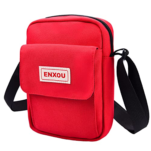 ENXOU wasserdichte Schultertasche Umhängetasche Seitentasche Umhängetasche mit Mehreren Taschen zum Arbeiten Einkaufen Schule Angeln Camping Wandern für Herren Damen Rot von ENXOU