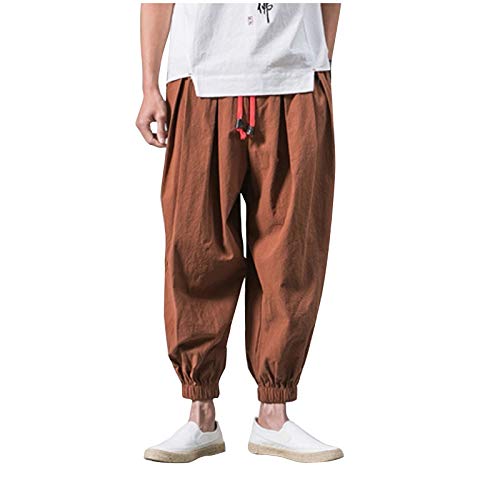 Streetwear Herren Haremshose Japanischen Stil Casual Hose Mann Jogger Hosen Chinesische Baggy Hosen Haremshose - Hippie Yoga Ballon Bloomer Casual Lose Casual Laufhose, coffee, XXXXXL von ENYY