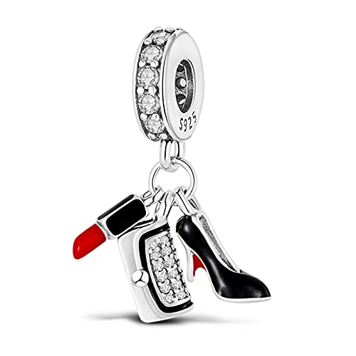 ENZEBAOFU 925 Sterling Silber Charms für Armbänder und Halsketten Lippenstift und Tasche Dangle Anhänger Turm Kamera Perlen Charms Schmuck Geschenk für Frauen Mädchen, Lippenstift und Beutel, von ENZEBAOFU