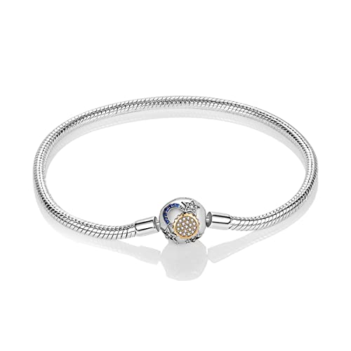 ENZEBAOFU 925 Sterling Silber Schlange Kette Charm Armband Schmetterling Beste Freund Herz mit 5A Cubic Zirkonia für Frauen Mädchen Geschenk, Mond und Stern, 7,5in (Fit Handgelenkgröße 6, von ENZEBAOFU