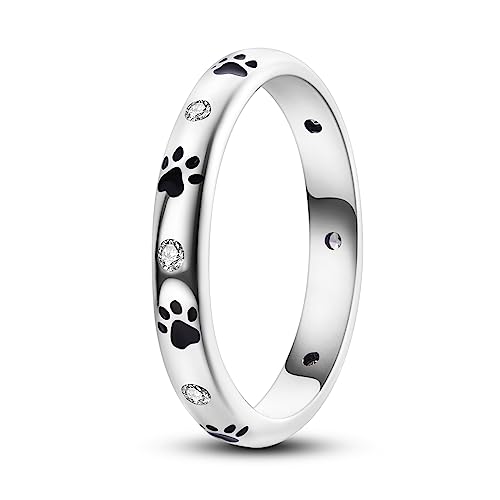 ENZEBAOFU S925 Sterling Silber Ringe für Frauen Mond Stern Ringe Cubic Zirkonia Band Ring Stapelbare Vintage Ringe Statement Frauen Ringe, Hundefußabdrücke, 9 von ENZEBAOFU