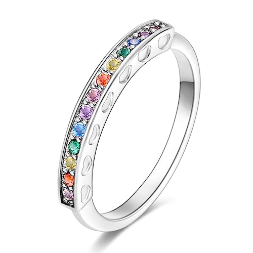 ENZEBAOFU S925 Sterling Silber Ringe für Frauen Mond Stern Ringe Cubic Zirkonia Band Ring Stapelbare Vintage Ringe Statement Frauen Ringe, Oval Zirkon, 6 von ENZEBAOFU