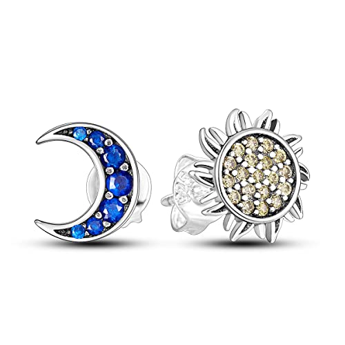 Ohr Jacke Stud Ohrringe 925 Sterling Silber Ohrringe für Frauen Mode Schmetterling Mond Stern Ohrringe Ohrstecker 5A Cz Schmuck Geschenke für Frauen Mädchen, ENZEBAOFU, Mond und Stern, von ENZEBAOFU