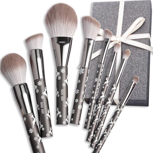 ENZO KEN Natürliches Ziegenhaar Make-up Pinsel Set mit Kosmetiktasche, 10 Stück Extra Weiches Haar Lidschatten Pinsel Set für Gesicht, Augen, Schneeflocke Rentier Weihnachten Geschenk Set. ENZO KEN Natürliches Ziegenhaar Make-up Pinsel Set mit Kosmetiktasche, 10 Stück Extra Weiches Haar Lidschatten Pinsel Set für Gesicht, Augen, Schneeflocke Rentier Weihnachten Geschenk Set. von ENZO KEN