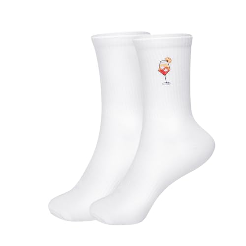 EOAMGO 1 Paar Aperol Socken mit Cocktail Getränke, Aperol Geschenk Tennissocken mit Motiv, Aperol Socken Damen Herren 39-42, Aperol Spritz Accessoires Personalisierte Socken von EOAMGO