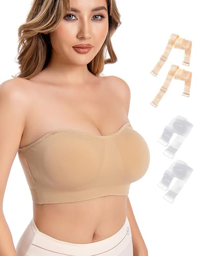 EOAMGO Bandeau BH, Trägerloser BH Damen Nahtlos Ohne Träger, Bandeau Top, Push Up Trägerlos (DE/NL/SE/PL, Alphanumerisch, L, Regular, Regular, Farbe) von EOAMGO