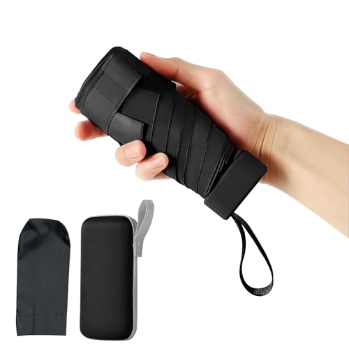 EOAMGO Mini Regenschirm ultraleicht, Regenschirm klein 15cm faltbar, Taschenschirm mit UV Schutz 50+ und windfest, kompakter Mini Schirm zum Mitnehmen von EOAMGO