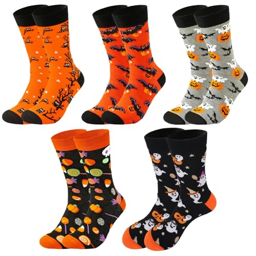 Halloween Socken Damen Herren Kinder Männer, Lustige Gruselige Kürbis Socken Mit Spinnennetz Und Totenkopf, Weiche Dehnbare Motivsocken Als Geschenk Für Erwachsene Und Kinder Zum Herbst Und Halloween von EOAMGO