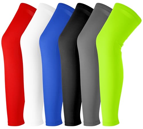 EOGRFW 3 Paar Kompression Lange Beinmanschetten, UV Sonnenschutz Kompressions Beinstulpen, Beinlinge Rutschfest Lange für Radfahren Basketball Fußball, 6 Farben(Mittel) von EOGRFW