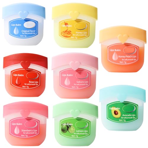 EOGRFW 8 Stück Hydrating Lip Balm Set,Feuchtigkeitsspendende Lippenmaske Set,Pflegender Lippenbalsam,Lip Sleeping Mask,Lippenbalsam Lippenpflege für Verblassende Lippenlinien von EOGRFW