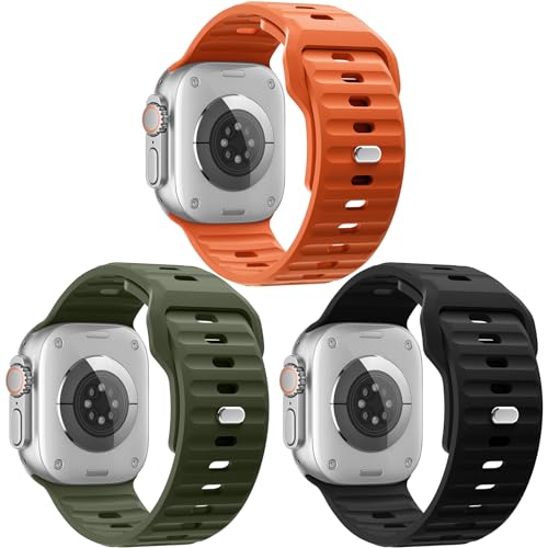 EOMTAM Herren-Sportarmband, Breite: 26 mm, weiches Silikon, kompatibel mit Apple Watch Ultra 2/1, 49 mm, 45 mm, 44 mm, 42 mm, wasserdichte, robuste Armbänder für iWatch Serie 9, 8, SE, 7, 6, 5, 4, 3 von EOMTAM