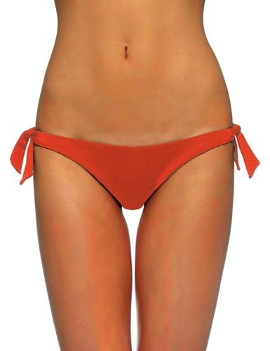EONAR Niedrige Taille Bikinihosen für Damen Seitlich zum Binden Hüftslip in Schönen Unifarben Brazil Bikinislip Women's Bikini Bottoms(L,Living Coral) von EONAR