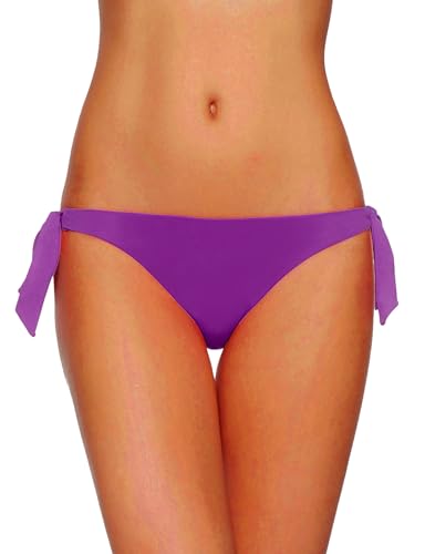 EONAR Damen Niedriger Bund Bikinihosen Seitlich zu binden Brazil-Bikinislip, Purple, M(36-38in) von EONAR