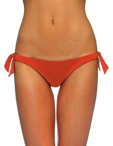 EONAR Niedrige Taille Bikinihosen für Damen Seitlich zum Binden Hüftslip in Schönen Unifarben Brazil Bikinislip Women's Bikini Bottoms(S,Living Coral) von EONAR