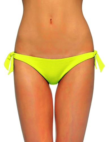 EONAR Niedrige Taille Bikinihosen für Damen Seitlich zum Binden Hüftslip in Schönen Unifarben Brazil Bikinislip Women's Bikini Bottoms(M,Yellow) von EONAR