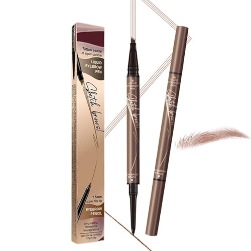2-in-1 Augenbrauenstift, 3D Augenbrauenstift Wasserfest mit 4 Gabelspitze Applikator, 2025 Neuer Eyebrow Pencil Lang anhaltend & Wischfest, Dunkelbraun Augenbrauenfarbe für einen Natürlichen Look von EONFAVE