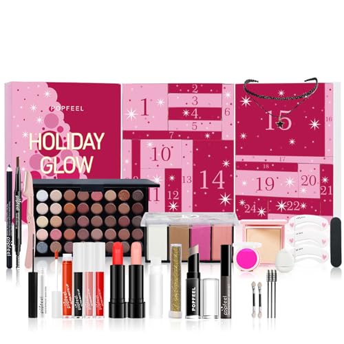 Adventskalender 2024 Frauen,24pcs Christmas Makeup Box, Adventskalender 2024 Beauty,Anticipation of Christmas with 24 Beauty Moments,Make up Adventskalender 2024,Gift Set with Full Makeup Pieces von EONFAVE