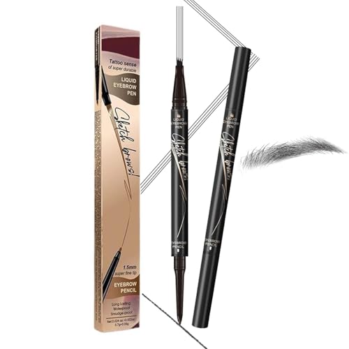 2in1 Magic Augenbrauenstift 2025 Mit 4 Gabelspitzen - Eyebrow Pencil Für Präzise Linie & Langlebigkeit - Wasserfest Natürlicher Schwarz Für Männer & Frauen von EONFAVE