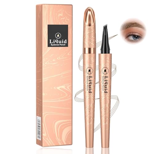 3D Augenbrauenstift, Wasserdichter Augenbrauenstift Härchenzeichnung, 2024 Neuest Microblading Augenbrauen Stift 4 Gabelspitzen, Langanhaltenden, Definieren Einen Hochnatürlichen Make-up(Hellbraun) von EONFAVE