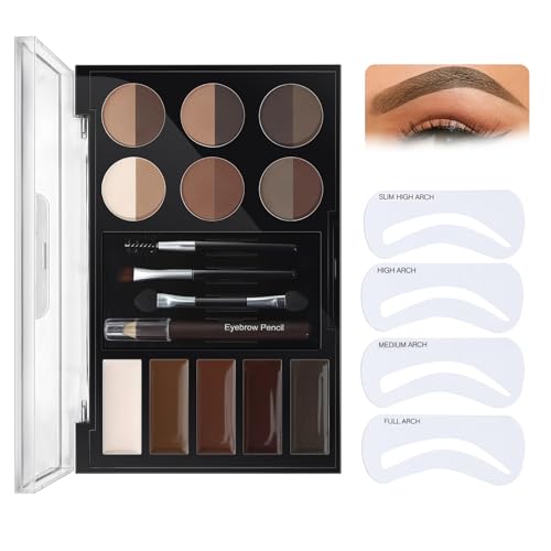 Augenbrauenfarbe Palette, 3-In-1 Wasserfester Augenbrauen Creme Puder Makeup Lidschatten Augen-Make-Up Schale Mit Applikator Und Schablone - Lang Anhaltend, Einfach Zu Bedienen, 12 Stunden Aufenthalt von EONFAVE