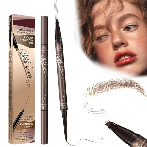 Chestnut Flüssiges Microblading Augenbrauenstift mit 4 Gabelspitzen,3D Natürlich Augenbrauenstift,2-in-1 Doppelter Kopf Augenbrauenstift,Lang Anhaltender Wasserfester Ultrafeiner Augenbrauenstift von EONFAVE