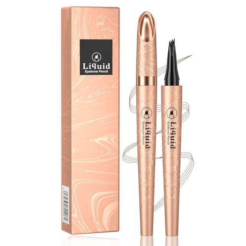 EONFAVE 3D Microblading Augenbrauenstift, 2024 Neuest Wasserdichter Magischer Augenbrauenstift, Flüssiger Eyebrow Pencil mit 4 Gabelspitzen, Lang Anhaltend, Glatt, Schnell Trocknend(1#Hellbraun) von EONFAVE