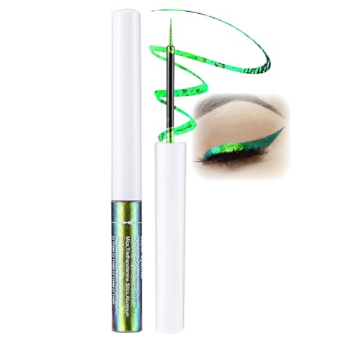 EONFAVE Chamäleon Liquid Eyeliner, Grün Flüssiger Eyeliner Wasserfest, Glitzer Metallic Green Eyeliner Stift, Multichrome Eyeliner Glitzer Lidschatten, Ultra-Fine Tip, Langlebiger Schimmer Kajalstift von EONFAVE