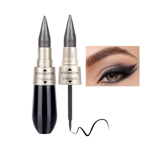 Eyeliner Wasserfest, 2 in 1 Glitzer Lidschatten & Kajalstift Schwarz, Langlebig Shimmer Eyeshadow Cream, Schweißresistent Augen Make-up, Schnelltrocknend Eyeliner von EONFAVE