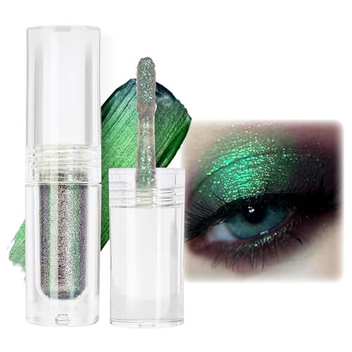 Flüssige Chamäleon Lidschatten, Grüner Glitter Liquid Eyeshadow, Langanhaltend & Wasserfest Metallic Schimmer Lidschatten, Holografische & Multichrome Augen Make Up, Fantastischer Farbwechseleffekt von EONFAVE