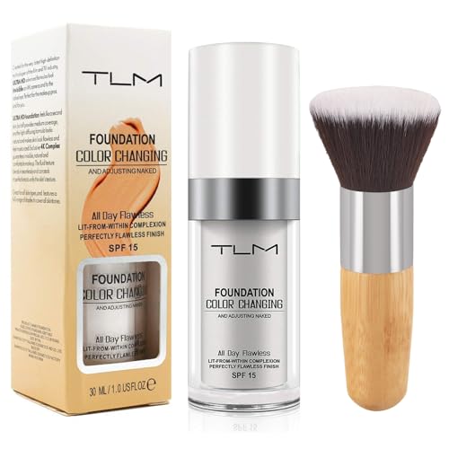 Foundation Color Changing, Feuchtigkeitsspendend Und SPF15 Sonnenschutz Farbwechselnde Foundation Für Reife Haut, Ganztägig Makellose Concealer Make Up Foundation Für Helle Bis Mittlere Hauttöne von EONFAVE