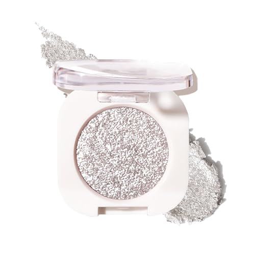 Glitzer Lidschatten, Silber Glitter Eyeshadow Diamond Funkeln, Hochpigmentiert & Wasserfest Glizterlidschatten, Verblendbar & Faltenfreies Augen-Makeup, Langanhaltend Formel, Metallic Shimmer Finish von EONFAVE