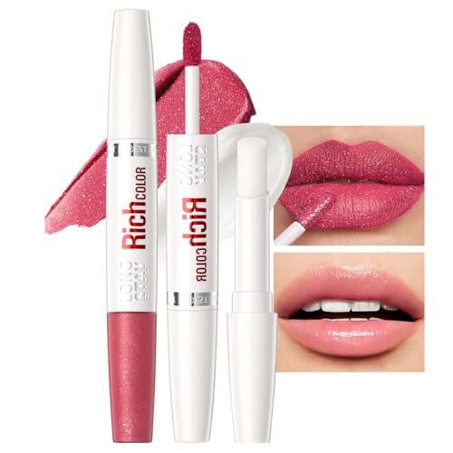 Glitzer Lip Gloss Matt, 2in1 Lipgloss + Lip Balm, Flüssige Lippenstift mit Diamond Funkeln, Langanhaltend & Wasserfest Liquid Lipstick + Lippenbalsam, Hochpigmentierter & Feuchtigkeitsspendende Formel von EONFAVE