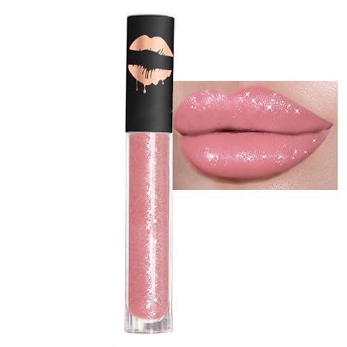 Glitzer Lip Gloss Matt, Flüssiger Lippenstift Rosa mit Diamond Funkeln, Langanhaltend & Wasserfest Diamond Lipgloss, Hochpigmentierter Shimmer Lippen, Feuchtigkeitsspendende Formel, Seidige Textur von EONFAVE